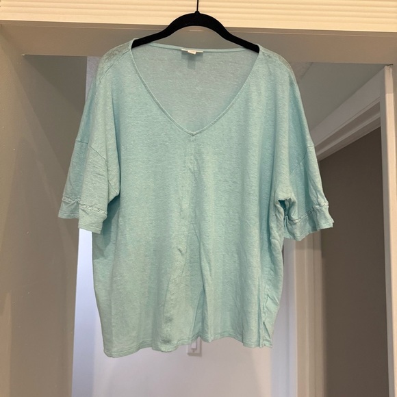 J. Jill Bundle of 2 Love Linen Slouchy V-Neck Oversized T-Shirts Sz L Beach Boho - Picture 2 of 14